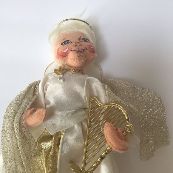 Annalee Angel Doll Christmas Harp Standing Halo Gold Holiday Decor 2013 Kitsch - Picture 14 of 16